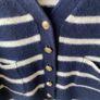 ZARA 100% Wool Cropped Striped Knit Cardigan Gold Buttons Cream Navy Image 4