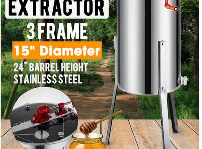 3 Frame Stainless Steel Manual Honey Extractor