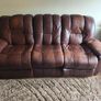 Brown leather sofa and Armchair Image 3