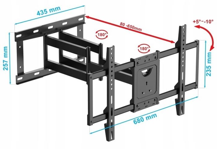 Tv Wall Mount Bracket Tilt Swivel Full Motion 32"-65"