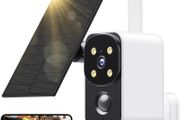 PESAIR DD320, 180 degrees Solar-Powered Security Camera, 2K Wireless Outdoor/Indoor Camera with PIR Detection, Color Night Vision, Two-Way Audio, 2.4GHz Wi-Fi, IP65 Waterproof, White