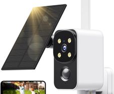 PESAIR DD320, 180 degrees Solar-Powered Security Camera, 2K Wireless Outdoor/Indoor Camera with PIR Detection, Color Night Vision, Two-Way Audio, 2.4GHz Wi-Fi, IP65 Waterproof, White