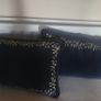 Plush Navy Velour with Gold Embroidery Cushions x2 Image 4