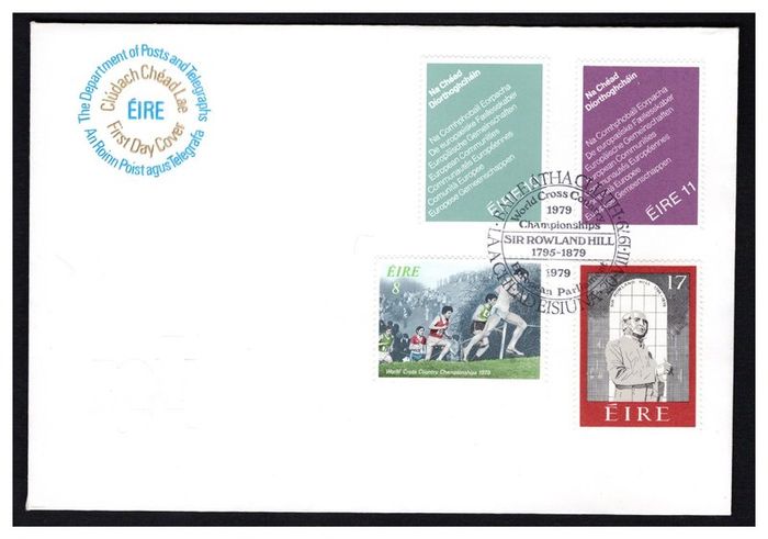 1979 Ireland Events: Worlds Cross Country Championships. European Parliamentary Elections. Centenary of the Death of Sir Rowland Hill Commemorative Stamps P&T First Day Cover (FDC)