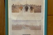 Vintage Framed Beaux Arts Architectural Print 1864 French Pavilion Elevation and Floor Plan
