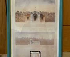 Vintage Framed Beaux Arts Architectural Print 1864 French Pavilion Elevation and Floor Plan