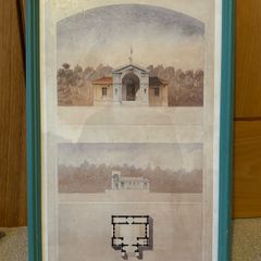 Vintage Framed Beaux Arts Architectural Print 1864 French Pavilion Elevation and Floor Plan