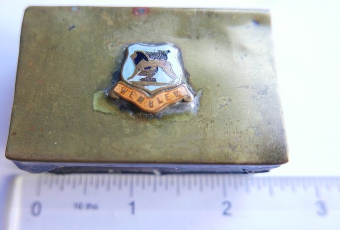 Vintage British Empire Exhibition Wembley - Brass Match Box Holder