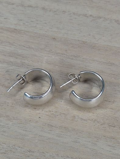 Sterling Silver Thick Chunky Half Hoop Earrings