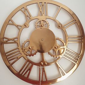 Round Brass Wall Clock/Roman Numeral Skeleton Wall Clock FACE/FRAME, 46cm .. Easy to Hang with Build-In Hook .. Now Heavily Reduced