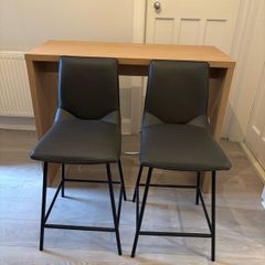 DAVY Bar Stools Anthracite Grey Set of 2