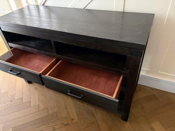 Dark Wood Console / TV Unit, Solid & Stylish