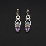 Vintage 925 Sterling Silver Moonstone Amethyst Earrings Image 10