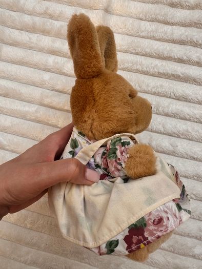 Vintage TCC Continuity Holdings 1995 Bunny Rabbit Floral Dress Soft Plush approx. 24 cm. (with ears) Used Please see photos