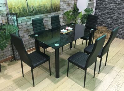 White glass dinning table +6 chairs
