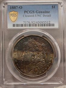 USA United States Silver 1887 O Morgan Dollar PCGS Uncirculated Details Beautiful Toning