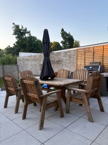 Solid Wood Garden Furniture - Table & 8 Chairs