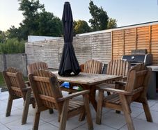 Solid Wood Garden Furniture - Table & 8 Chairs