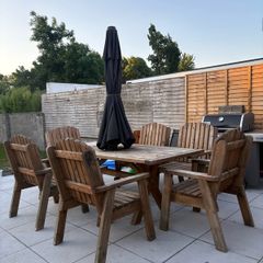 Solid Wood Garden Furniture - Table & 8 Chairs