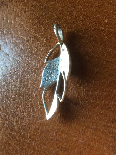 Solid Silver Turquoise Leaf Pendant