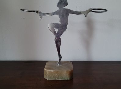 Art deco chrome dancing lady candle holder