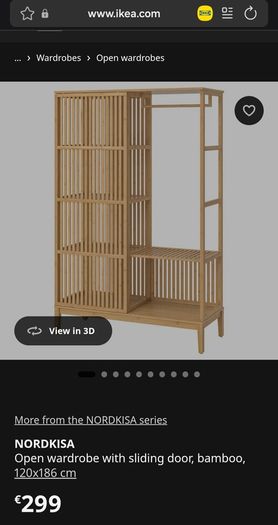 Two IKEA NORDKISA Bamboo Wardrobes Sliding Door  Great Condition