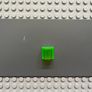 lego Minecraft Minifigure, Head, Modified Cube with Pixelated Dark Green Eyes and Mouth Pattern (Minecraft Slime) minifigure Image 2