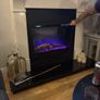 Modern White Marble Fireplace + Electric Colour Fire Image 4