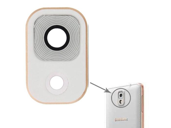 Back Camera Lens Cover Frame Holder for Samsung Galaxy Note 3 White/Gold #174412