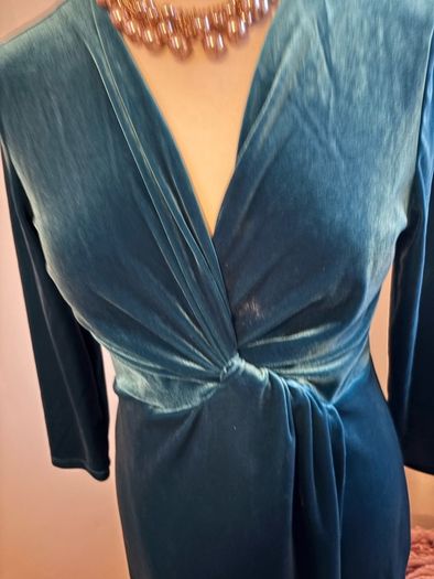 Rowen Avenue Teal Velvet like Wrap style Dress - Size S