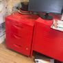 Red metal Ikea office cabinets Image 3