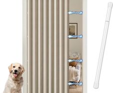 Temporary Door Curtain & Room Divider with Rod Linen Look, Folding Accordion Door Cover, with Magnetic Closures,W 60" x L77",Temporary Door