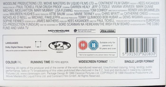 Crush Proof [1998] Darren Healy & Jeff O'Toole [DVD Movie] Irish Movie