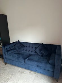 Meadows & Byrne Velvet Navy Couch