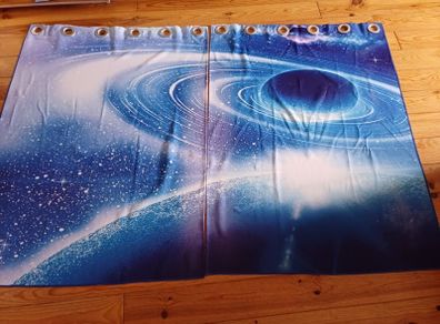 Blackout 3D Space Galaxy Curtains Size: 200cm x 136cm