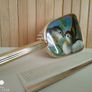Vintage Gold Tone Hairbrush  Comb Set Painted Bird Design Image 3