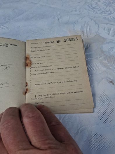 Defence Of The Realm Permit Book(WW1)