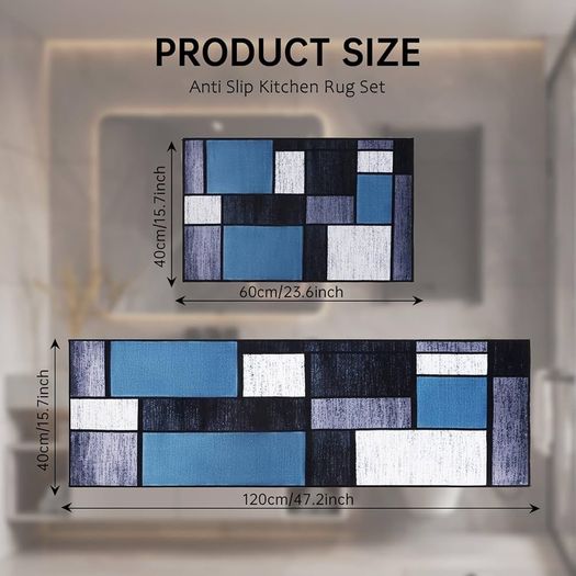 NEW SALE |  2 Pieces Non Slip Kitchen Mat Kitchen Rug Set, Washable Modern Mats and Rugs for Hallway, Dining Room and Entryway, 40x60cm + 40x120cm