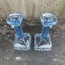 Vintage pressed blue glass candlesticks c1940 Image 2