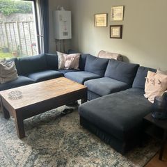 Large Navy 6+ seater couch U shape with storage