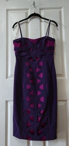 Karen Millen bodycon dress - size 10 - purple and pink - New