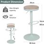 Bar Stools, Solid Wood Counter Height Barstools Set of 2, Vintage High Adjustable 360 Swivel Metal Bar Chairs, Breakfast Kitchen Stools, Mint Green Image 2