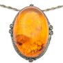 Carved Natural Baltic Amber Patinated Silver Necklace Image 2