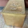 Ornate Brass Fireside Coal Box Embossed Three Ships at Sea Image 3