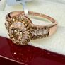 Diamond 9K (375) Yellow Gold SGL Certified Natural Champagne and White Diamond Ring Image 3