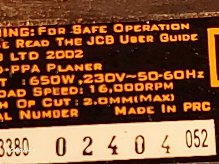JCB Planer, Model JCBD-PPA, in perfect working order and in excellent condition