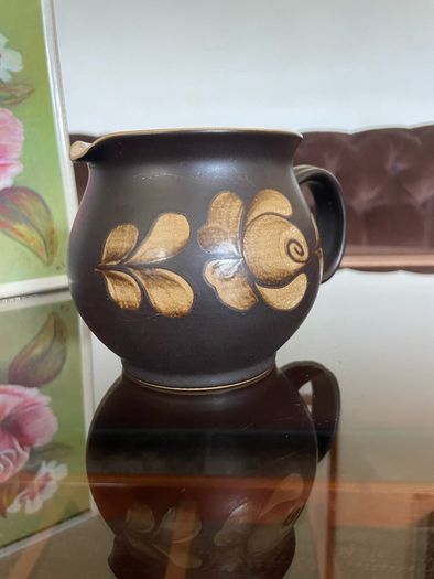 Denby Bakewell Vintage Brown Stoneware Rustic Floral Jug