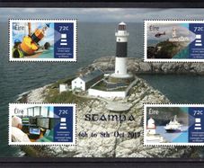 2017 Ireland Stampa Members Souvenir on 2016 Commissioner of Irish Lights ex commemorative stamps booklet pane showing Rockabill Lighthouse Overprinted for Stampa Mint Never Hinged (MNH)