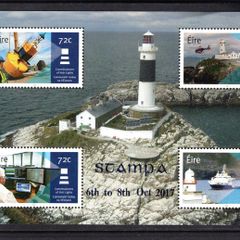 2017 Ireland Stampa Members Souvenir on 2016 Commissioner of Irish Lights ex commemorative stamps booklet pane showing Rockabill Lighthouse Overprinted for Stampa Mint Never Hinged (MNH)