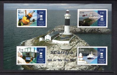 2017 Ireland Stampa Members Souvenir on 2016 Commissioner of Irish Lights ex commemorative stamps booklet pane showing Rockabill Lighthouse Overprinted for Stampa Mint Never Hinged (MNH)